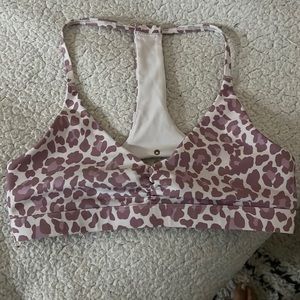 Spiritual gangster pink and white animal print sports bra. M like new